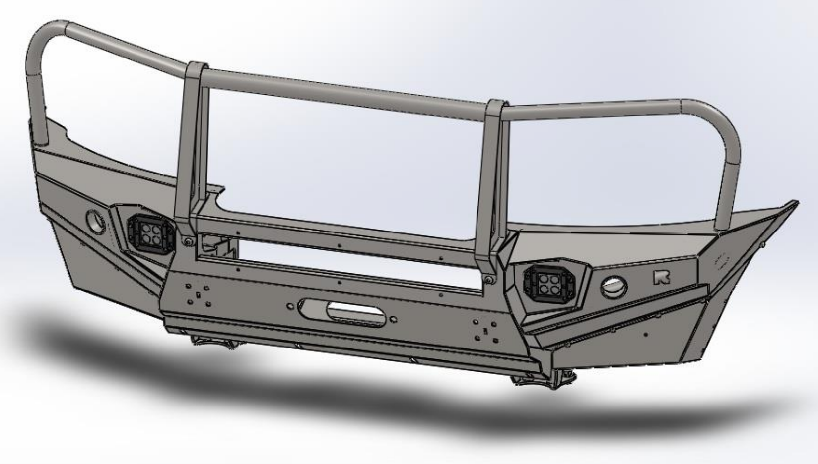 Winch bumper with bull bar and lamp guards for Land Rover Discovery 3