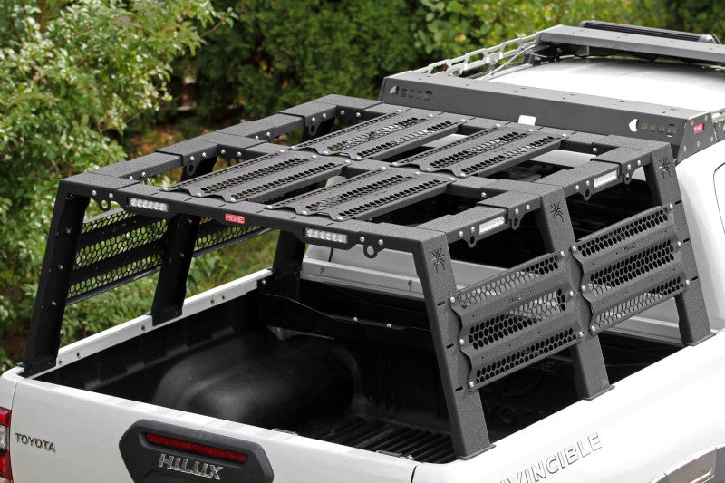 MorE 4x4 Bed Rack Mark II hoch für Pickup mit Rollo und Panels – Ansicht 2