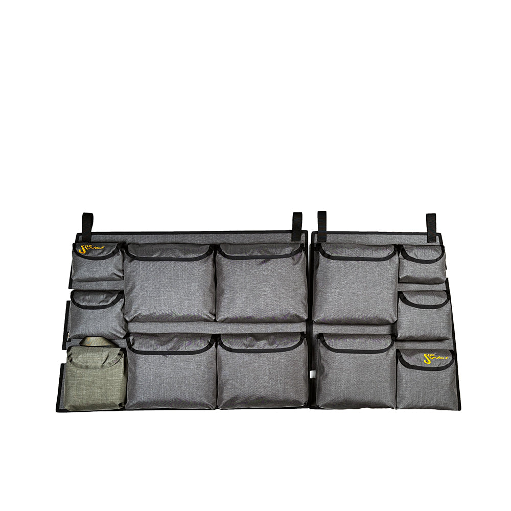 Organisateur de lunette arrière SHE-WOLF pour Toyota Land Cruiser J78 Bush Taxi avec trousse de premiers secours ou poche amovible à déchirer