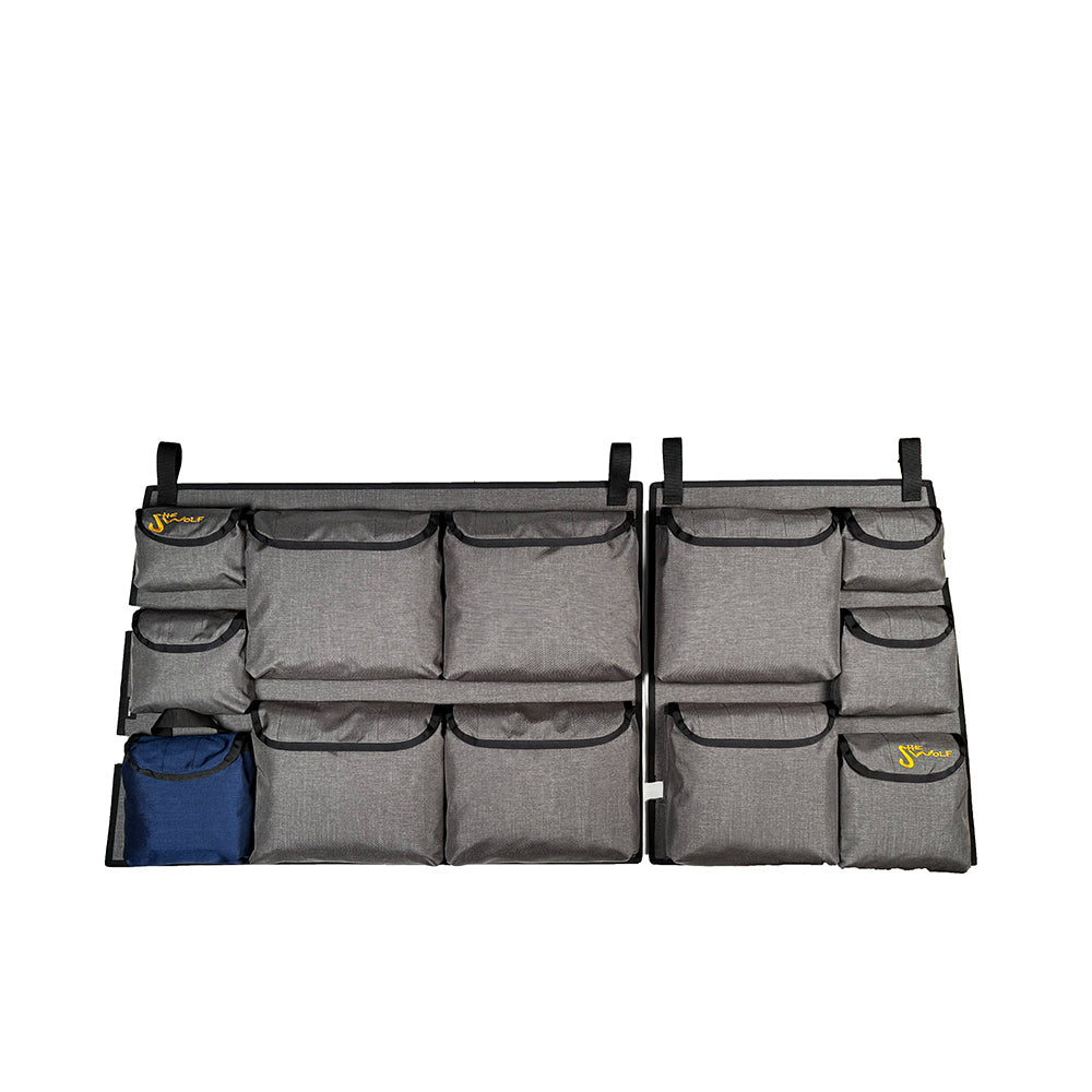 Organisateur de lunette arrière SHE-WOLF pour Toyota Land Cruiser J78 Bush Taxi avec trousse de premiers secours ou poche amovible à déchirer