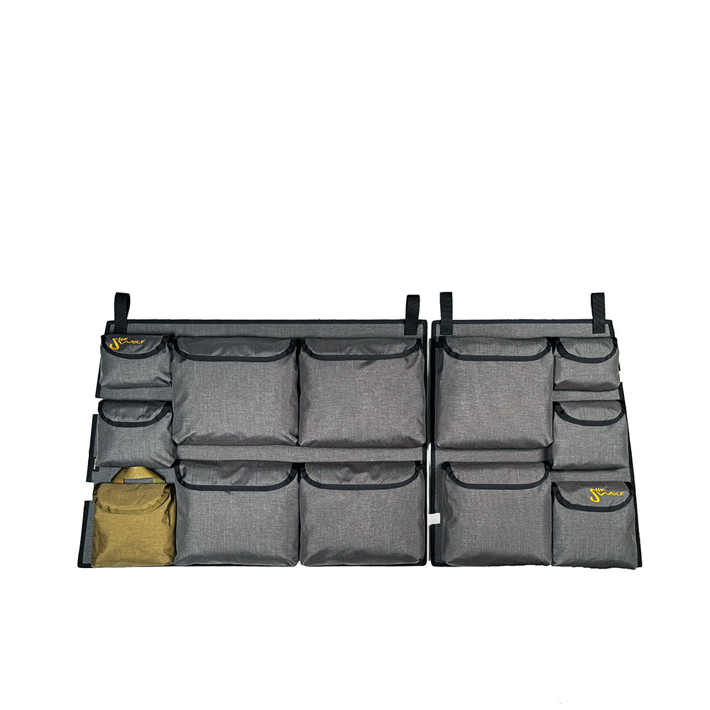 Organisateur de lunette arrière SHE-WOLF pour Toyota Land Cruiser J78 Bush Taxi avec trousse de premiers secours ou poche amovible à déchirer