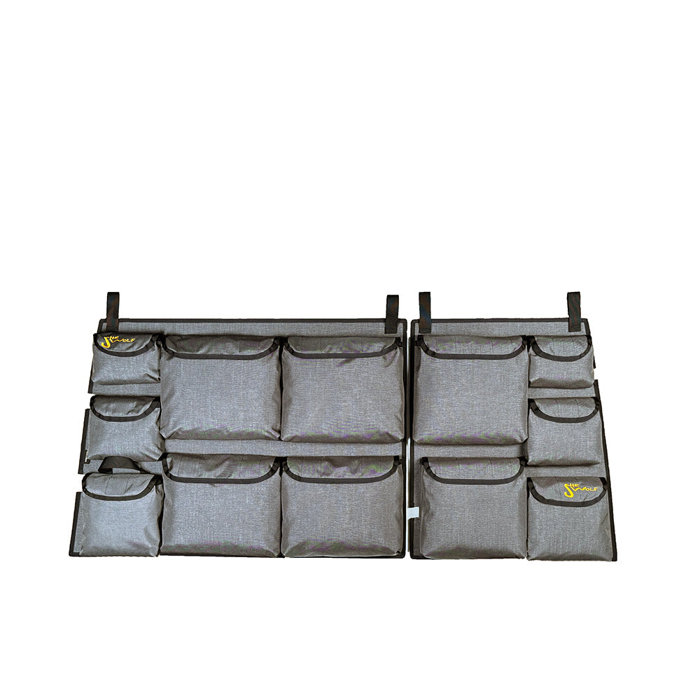 Organisateur de lunette arrière SHE-WOLF pour Toyota Land Cruiser J78 Bush Taxi avec trousse de premiers secours ou poche amovible à déchirer