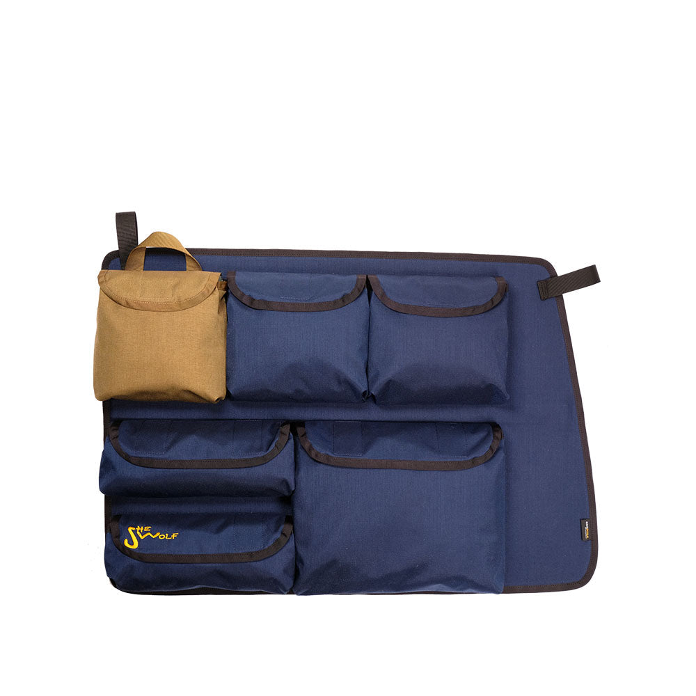 Organiseur de poche de fenêtre pour la vitre latérale droite d'un VW T4 à empattement court (avec ventilation dans le montant A) avec poche amovible