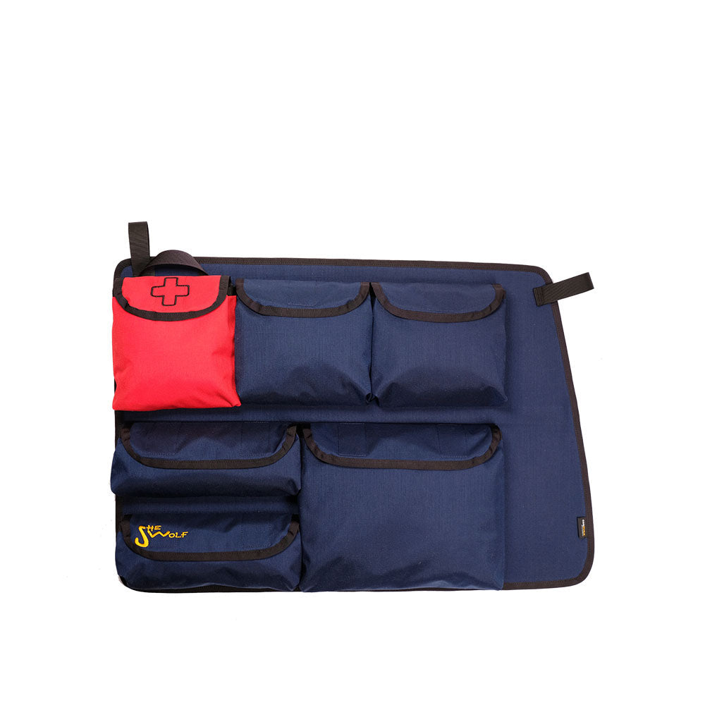 Organiseur de poche de fenêtre pour la vitre latérale droite d'un VW T4 à empattement court (avec ventilation dans le montant A) avec poche amovible