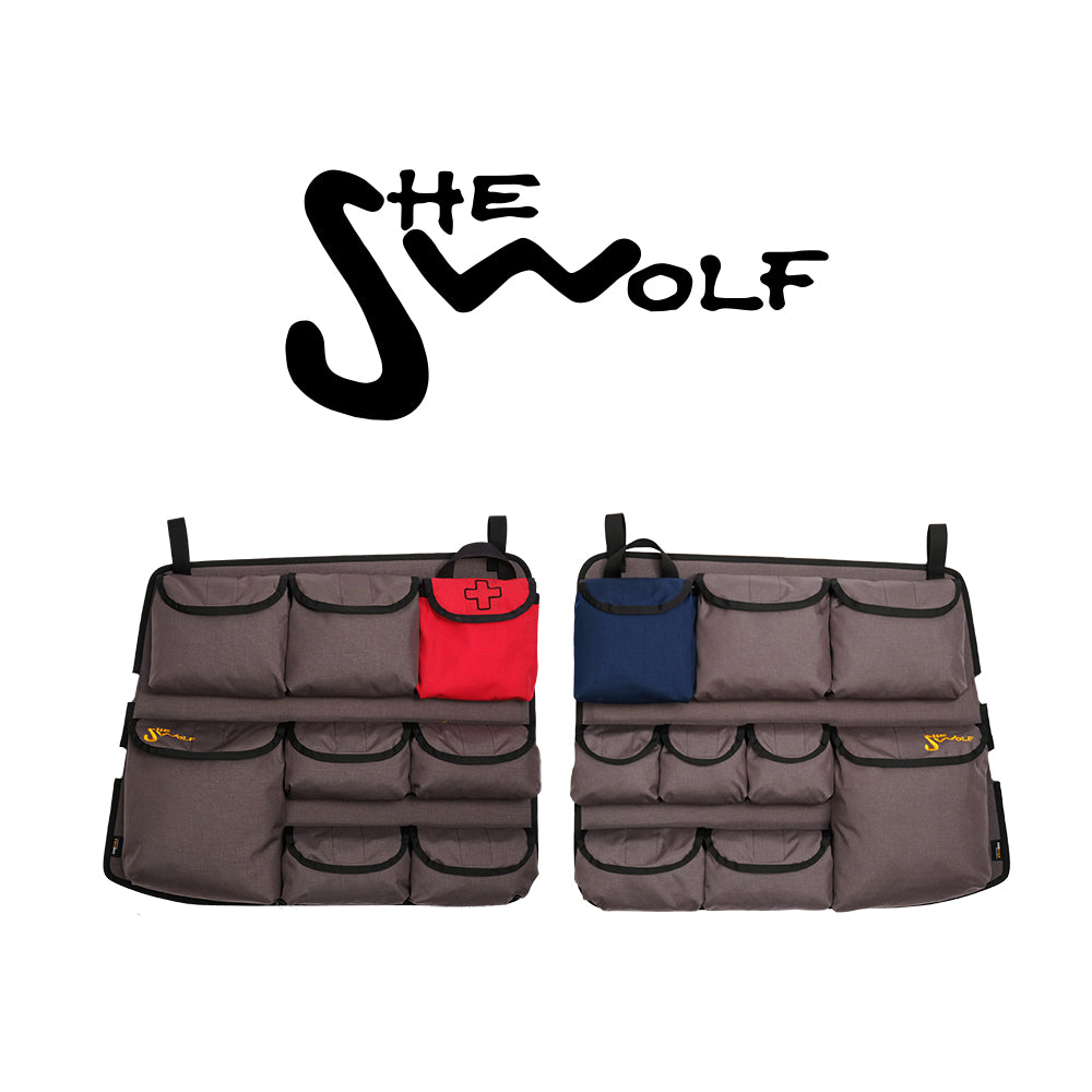 Ensemble organisateur de lunette arrière pour VW T5 avec trousse de premiers secours et sachets détachables