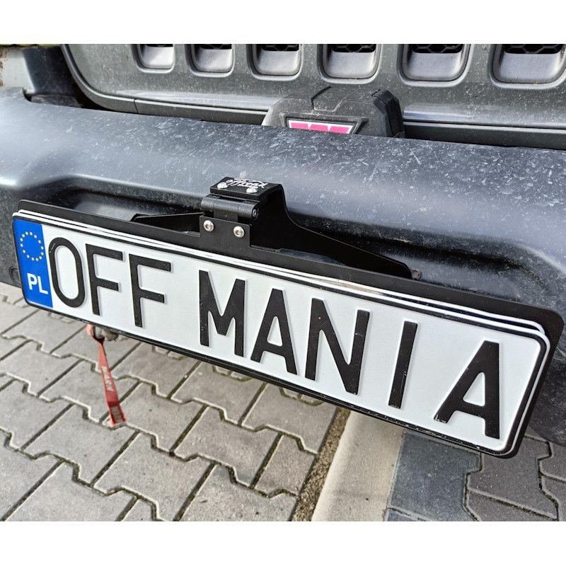 Folding license plate holder for winch