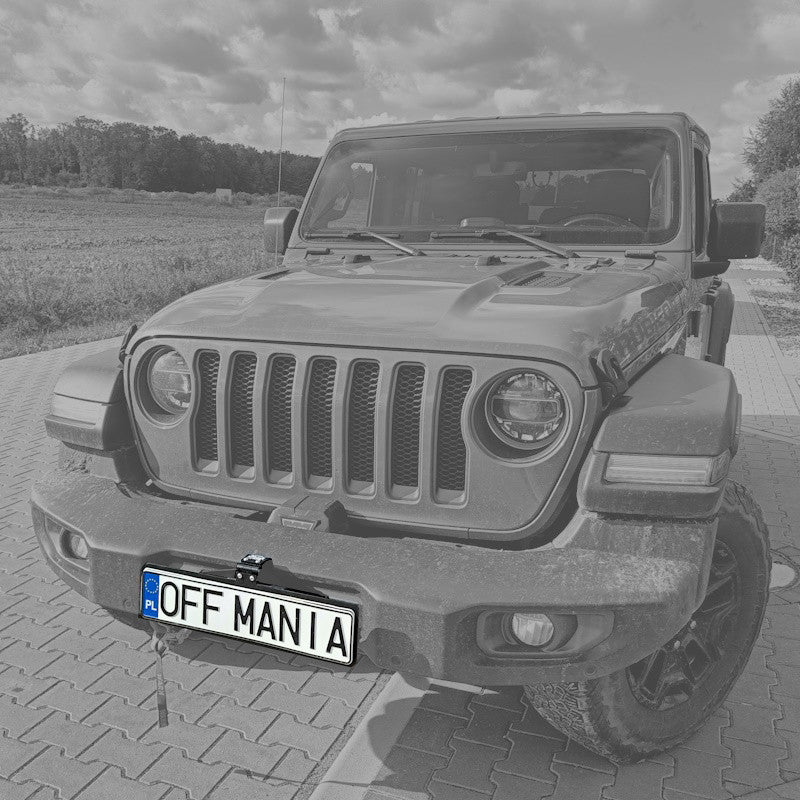 Folding license plate holder for winch